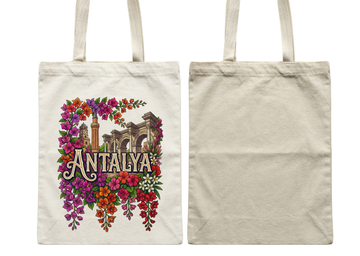 Antalya baskılı bez çanta - turistik hediyelik %100 pamuk